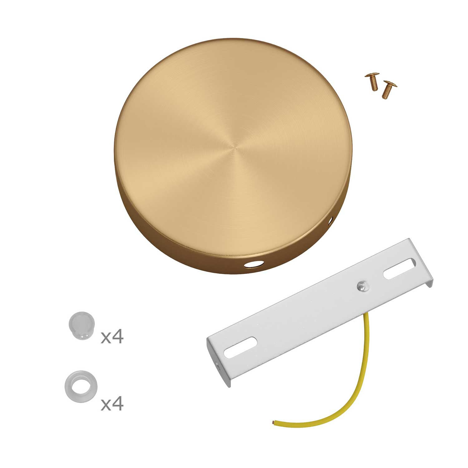 Kit rosone cilindrico in metallo a 4 fori laterali (scatola di derivazione)