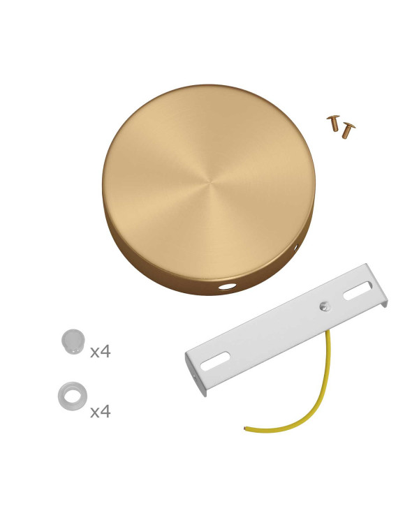 Kit rosone cilindrico in metallo a 4 fori laterali (scatola di derivazione)