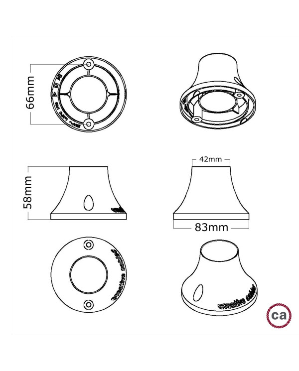 Fermaluce, punto luce metallizzato a parete o soffitto