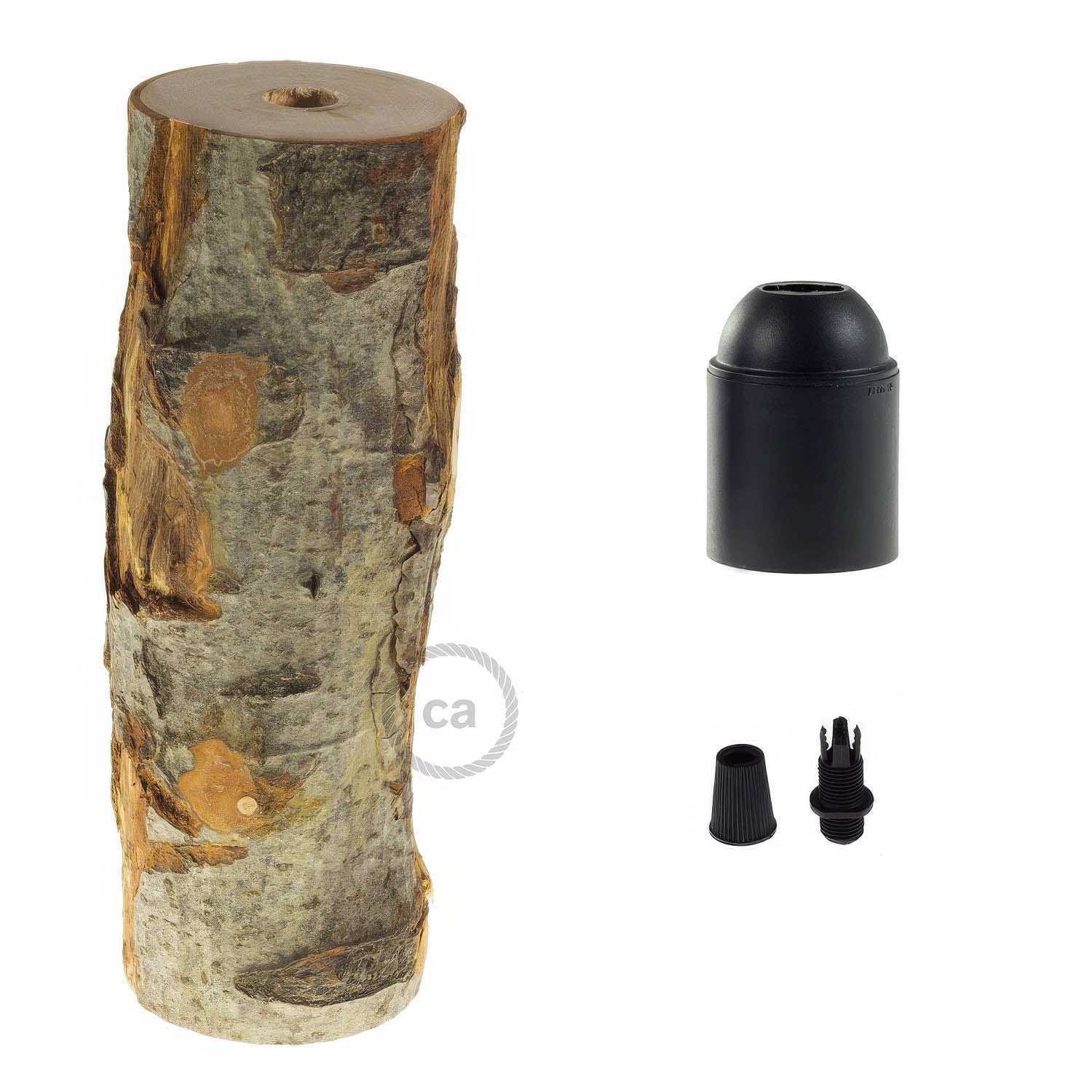 Kit portalampada E27 in corteccia versione Large - Corteccia