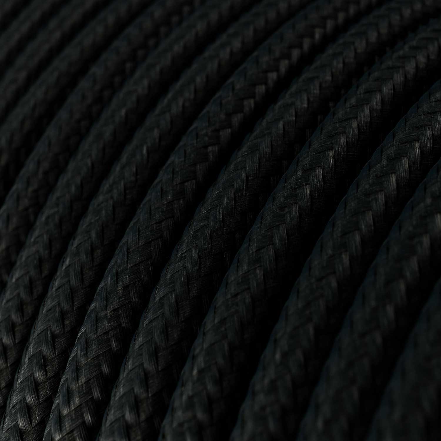 Cavo tessile Nero Carbone lucido - L'Originale Creative-Cables - RM04 rotondo 2x0,75mm / 3x0,75mm