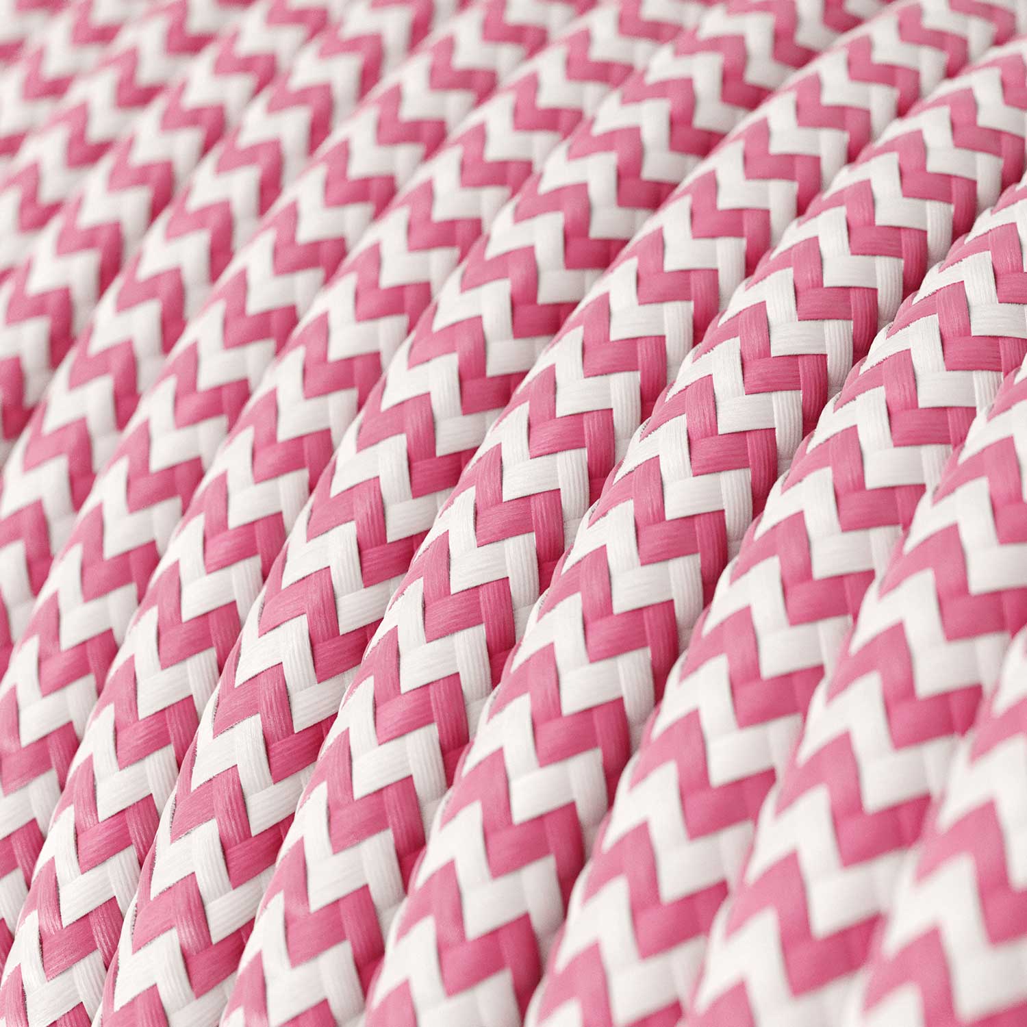 Cavo per illuminazione lucido Rosa Fucsia e Bianco Ottico ZigZag - L'Originale Creative Cables, per lampade moderne - RZ08